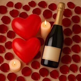 Love premium (Petals, candles, balloons + champagne) - AED 295