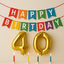 Birthday – adult (Helium balloons, ‘Happy Birthday’ garlands, candles) - AED 220
