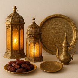 Dubai vibes (Oriental lanterns, dates, golden trays, traditional Arabic décor) - AED 295